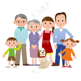 祖孙三代合影效果人物插画免抠胧图片