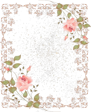 花纹与粉色花朵组成的边框免抠图片