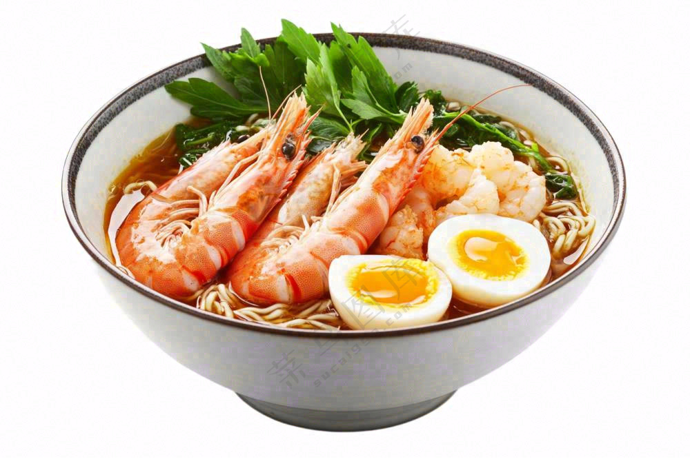 海鲜鸡蛋面食物摄影图免抠