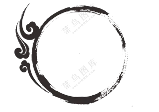 祥云元素装饰水墨笔触边框免抠图片