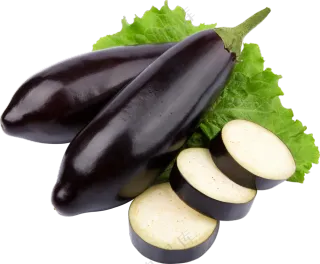 放在菜叶子上的紫茄子免抠图片素材