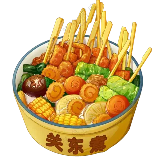 关东煮 手绘 插画  透明素材