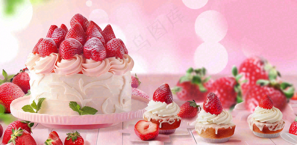 面包蛋糕甜点美食摄影图