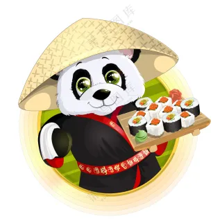 卡通端寿司的功夫熊猫矢量素材