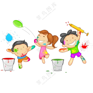 在玩颜料的小朋友儿童免抠图片素材