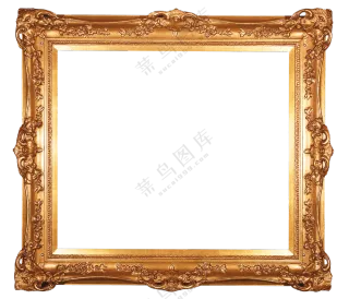 雕刻图案装饰金色边框免抠图片素材