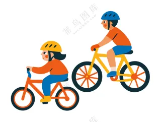 户外运动卡通风骑行儿童活动插图