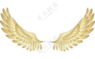 金色质感效果双翼翅膀免抠图片素材