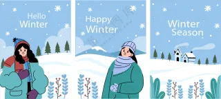冬天人物插画图片