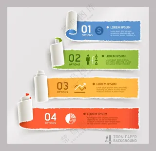 卷曲纸条撕纸图表