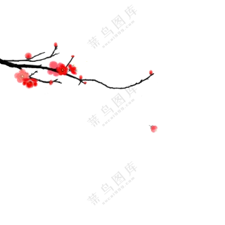 冬日里格外红艳的梅花绘画免抠图片