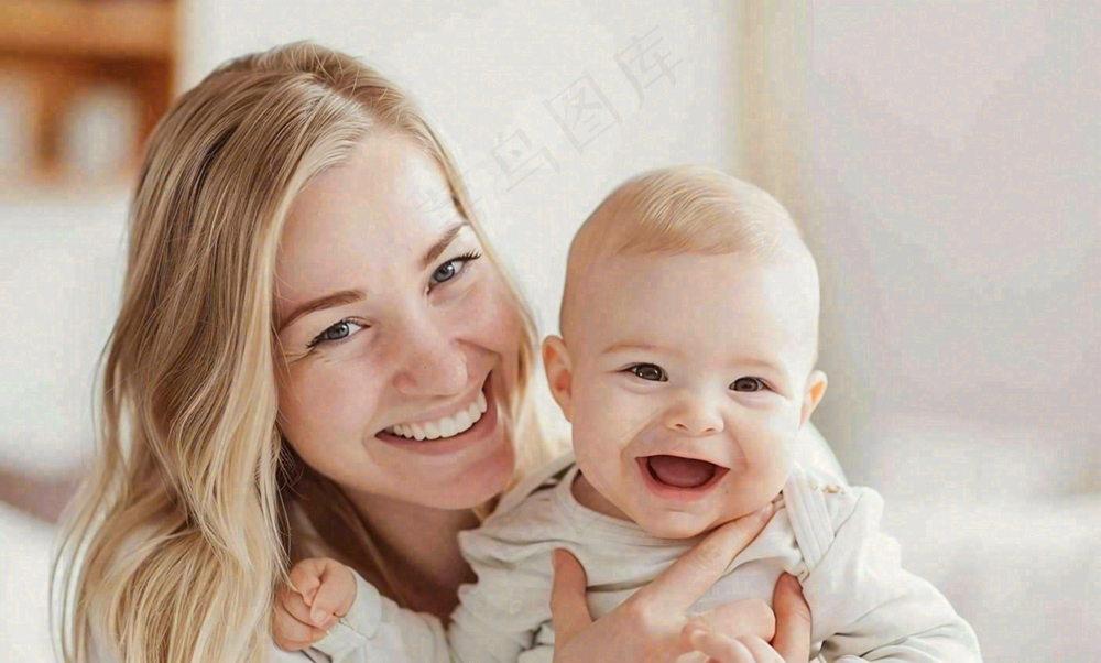 妈妈抱着孩子宠爱母亲节摄影图