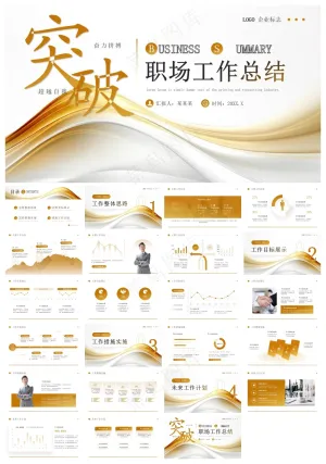 金色励志风工作汇报PPT模板预览图