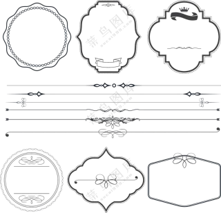 边框与花纹图案分割线免抠图片素材