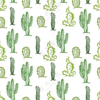 手绘效果的仙人掌植物图案免抠素材