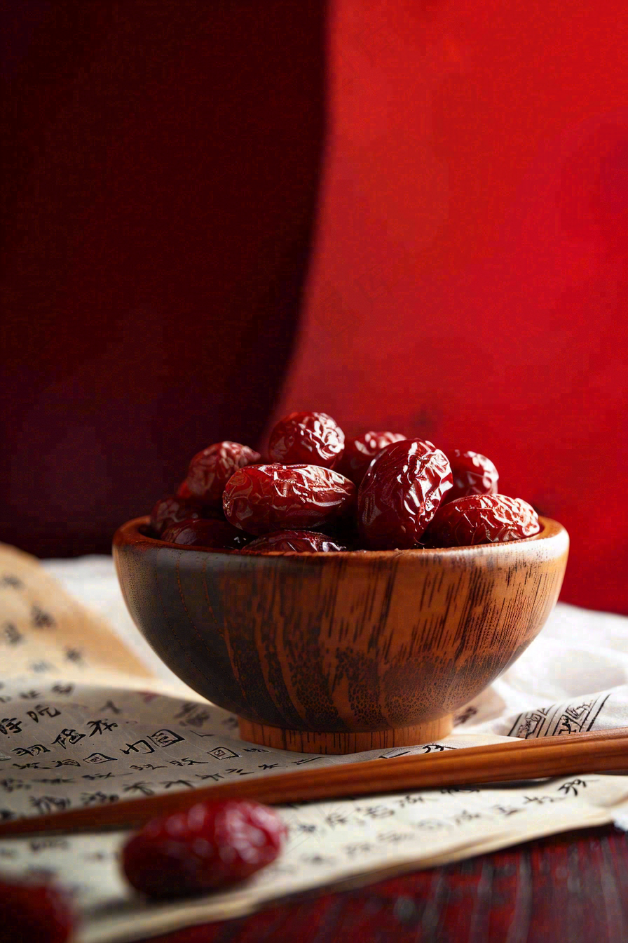 红枣干果红色国风喜庆小年除夕夜摄影图