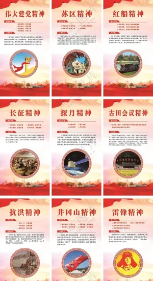 中国精神红色革命精神展板海报