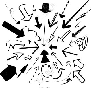 不同样式黑白箭头元素免抠图片素材