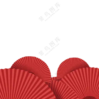 扇形素材  红色折扇素材  免扣素材