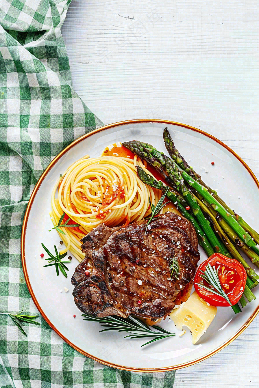 西餐牛排美食摄影图