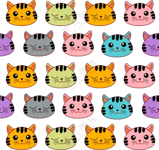 不同颜色表情的小猫咪免抠图片素材