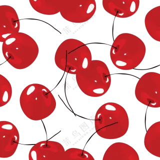 红彤彤的樱桃手绘效果图案免抠素材