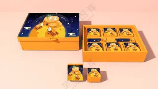 中式传统中秋节月饼礼盒包装psd样机028