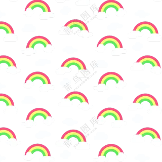 云朵与七色彩虹图案等免抠图片素材