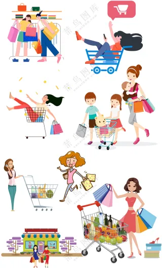 美女逛街商场开心购物元素大合集