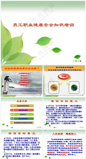 绿色职场风员工职业健康安全知识培训预览图