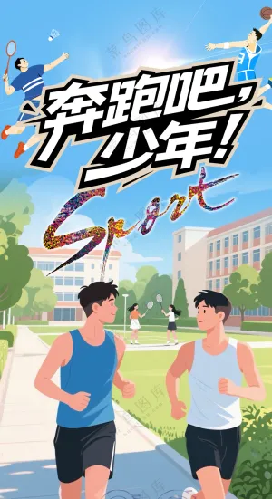 奔跑吧少年校园运动会体育海报