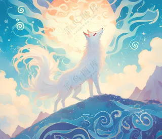 插画五行水狐