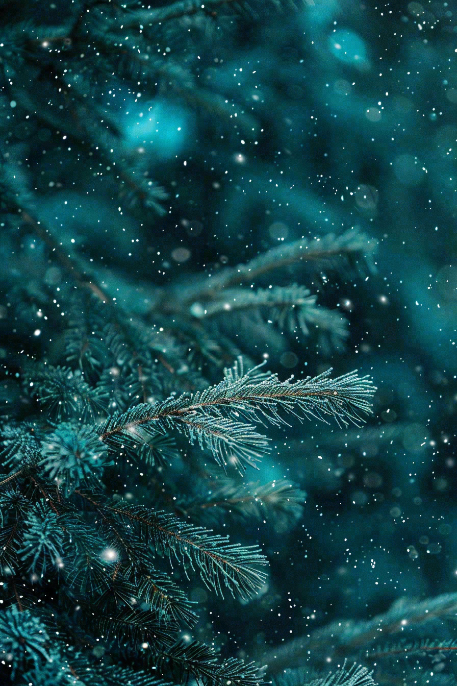 冬天森林里的松针树寒冷霜降摄影图