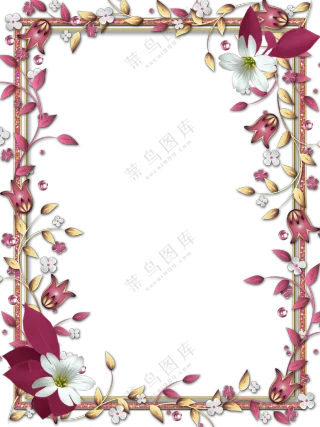 花朵藤蔓装饰效果边框免抠图片素材