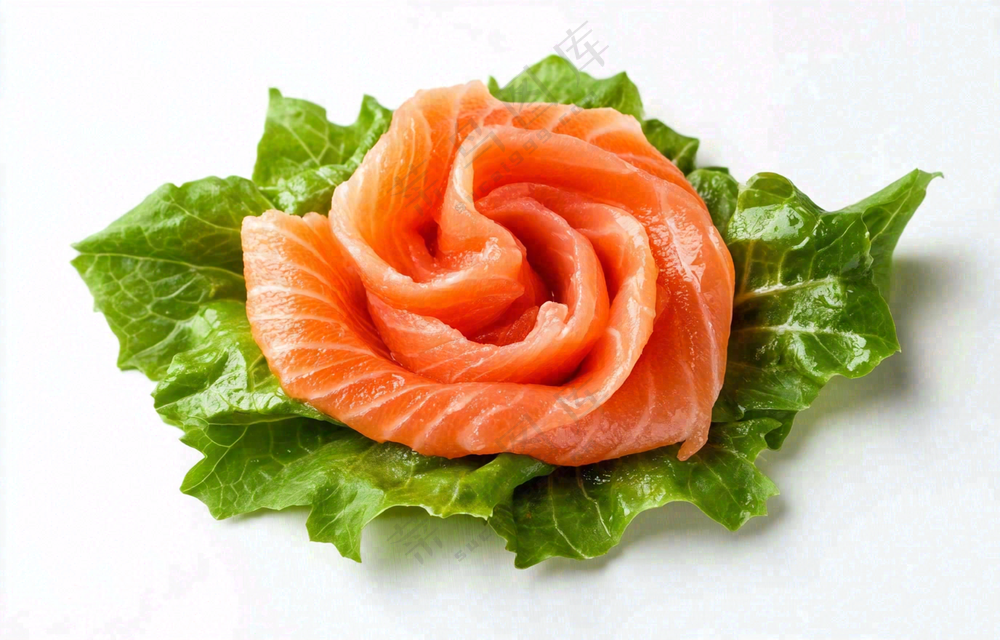 生鱼片三文鱼生菜食物摄影图