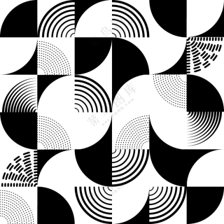 黑白几何抽象图案四方连续免抠素材