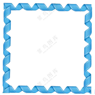 蓝色丝带围成方形边框免抠图片素材