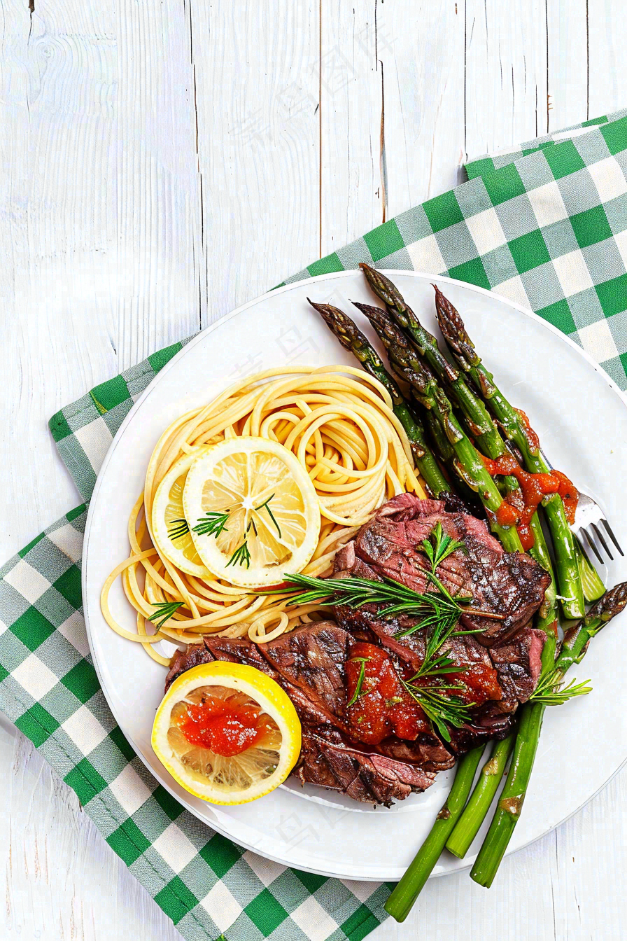 西餐牛排美食摄影图