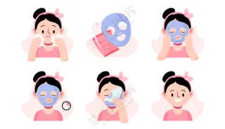敷面膜卡通插画图片