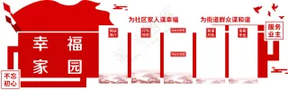 幸福家园 物业 造型墙 展板 社区 红色物业