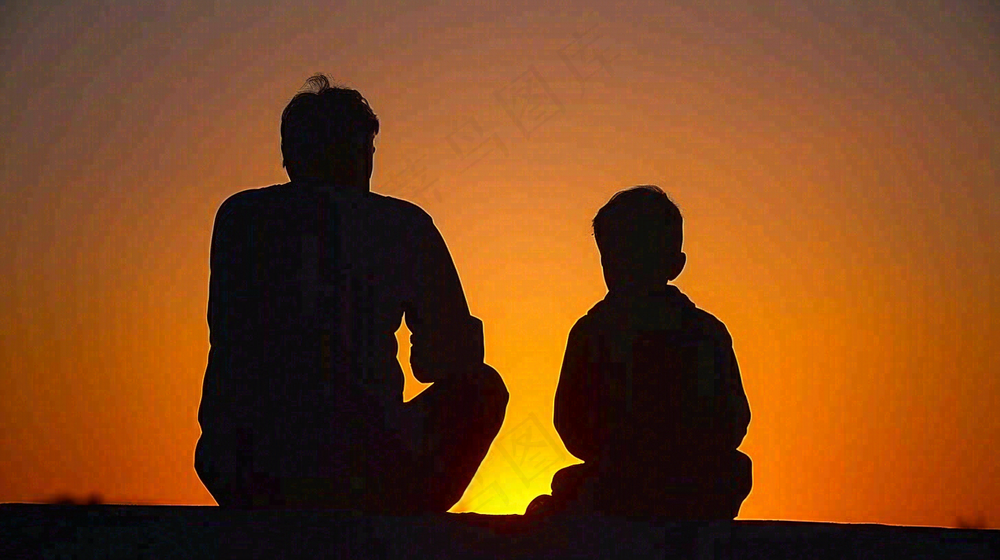 父亲节爸爸和孩子剪影亲情摄影图