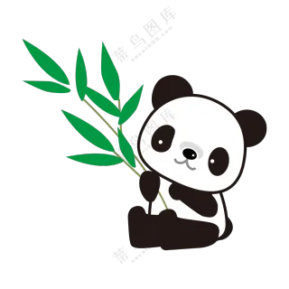 拿着竹叶的大熊猫插画创意免抠图片