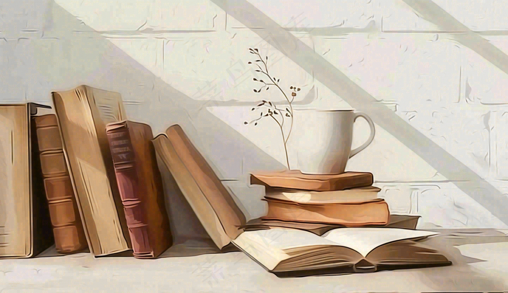 下午茶休闲学习阅读场景世界读书日摄影图