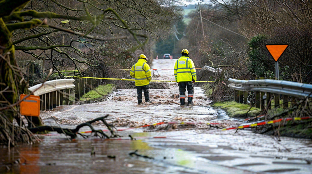 洪水自然灾害防洪预警摄影图