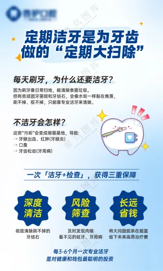 牙科门诊口腔科普定期洁牙海报