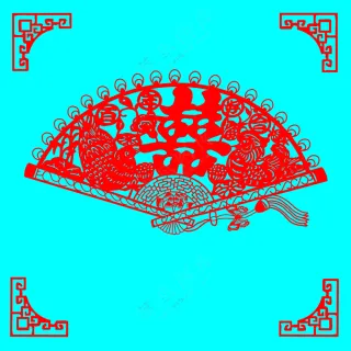 红色喜庆鸳鸯双喜百年好合剪纸