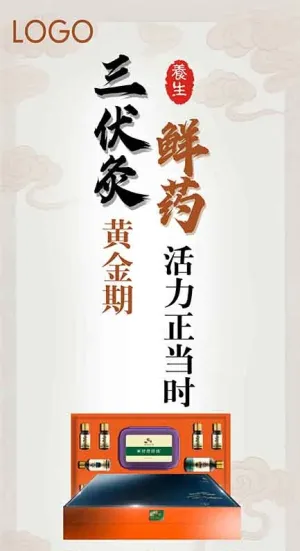 国风古典简约三伏天海报