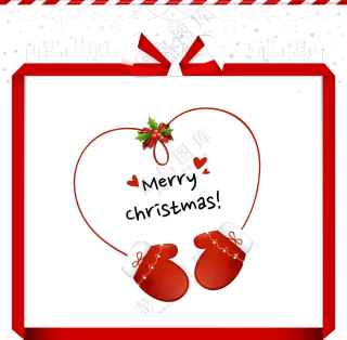 圣诞手套与折纸样式的边框免抠图片