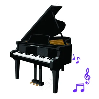 卡通风钢琴乐器音符