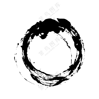 圆形黑白水墨涂抹笔触免抠图片素材
